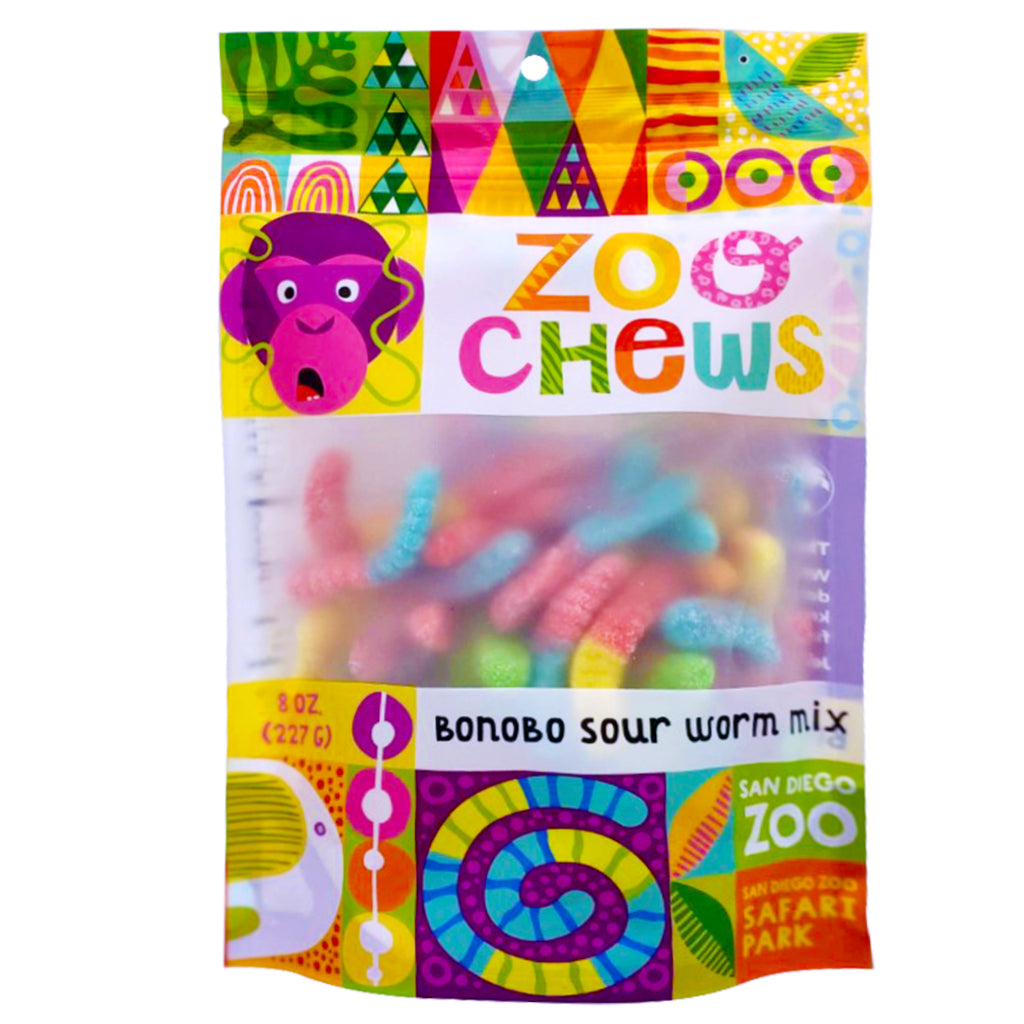 CANDY ZOO CHEWS BONOBO SOUR WORMS MIX 